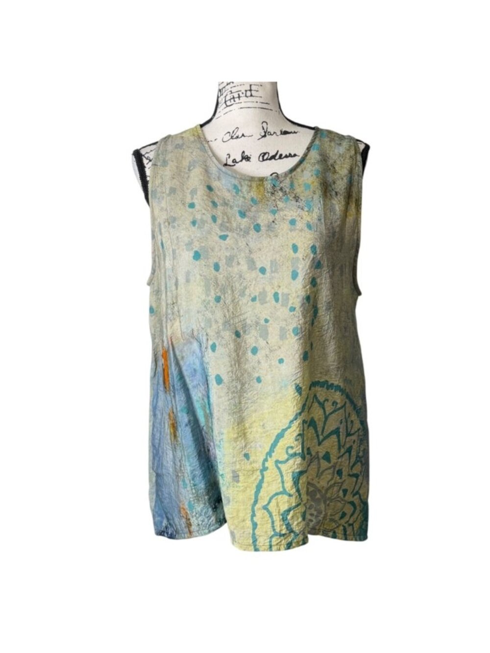 3 Potato Womens Size XL Top Sleeveless Abstract Print Artsy Avant-Garde